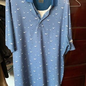 Men's Blue Polo Shirt with Subtle Pattern